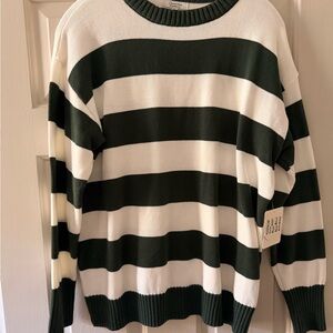 Classic Striped Green and White Women's Sweater